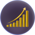 Golden financial diagram with an arrow Ascending, Signifying Upward Growth and Prosperity