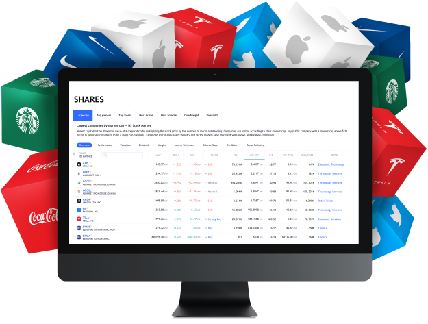 Displaying Real-time Data with Icons of Shares, Providing a Visual Snapshot of the Dynamic Stock Market.