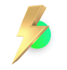 Gold lightning bolt on black background, symbolizing power and energy