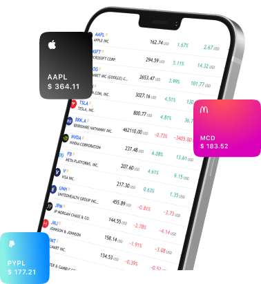 A selection of shares on a iPhone, featuring user-friendly interfaces and real-time market data