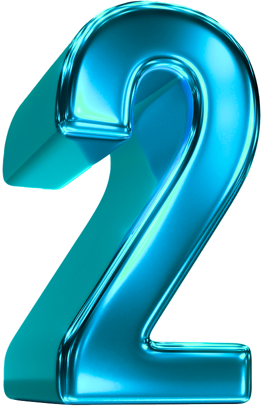 The number 2 crafted from shiny blue glass, representing the second step in the "Choose your trading style in 6 simple steps.