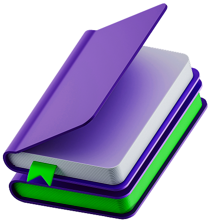 Un libro morado y verde sobre trading de forex, elegantemente atado con una cinta verde, destacando la educación en inversiones y estrategias.