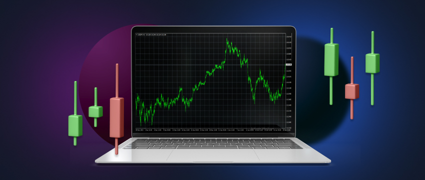 Traders analyze multiple live forex charts and indicators on a laptop using the MetaTrader 4 platform for high-frequency trading (hft)