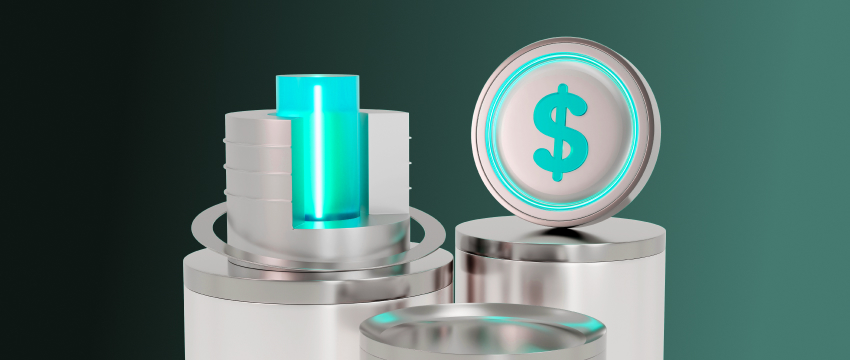 Pièce de monnaie en 3D représentant le dollar et icônes financières illustrant l’analyse du trading forex.